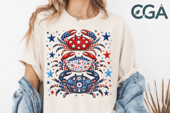 4th of July Crabs Sublimation PNG: Coastal Patriotic Charm
