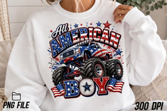 All American Boy Monster Truck PNG: Ignite Your Patriotism