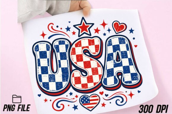 Checkered USA PNG: Your 4th of July Design Asset
