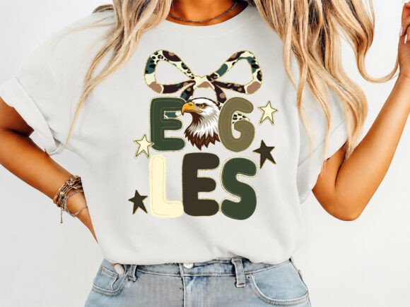 Eagles Mascot Coquette T-Shirt Design: Patriotic Style Meets Modern Trend