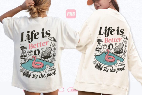Make a Splash: The Retro Summer Pool Doodle Sublimation PNG