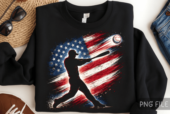 USA Baseball Player PNG: A Bold Patriotic Design Asset